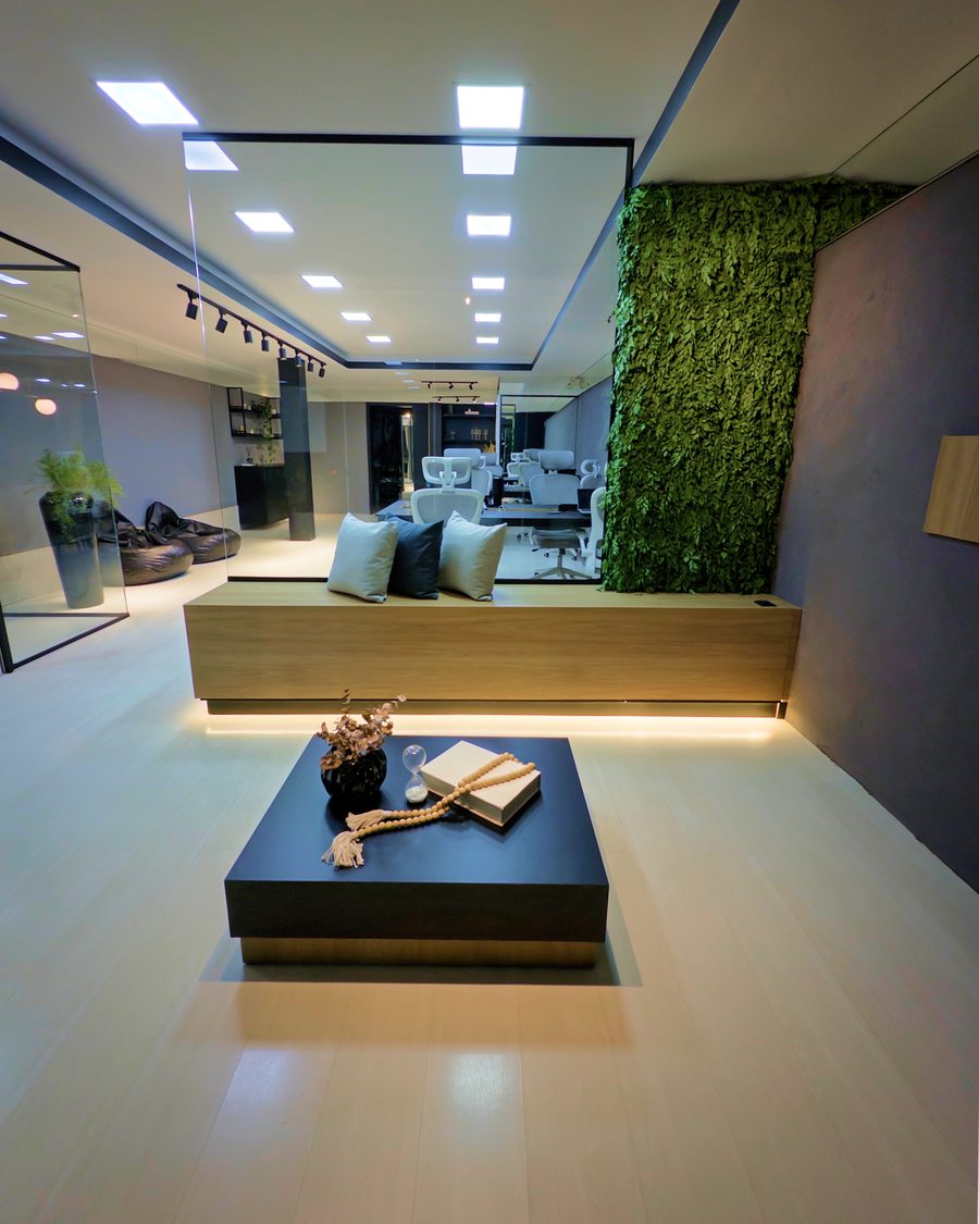 Espaço de recepção e lounge da UP Publicidade