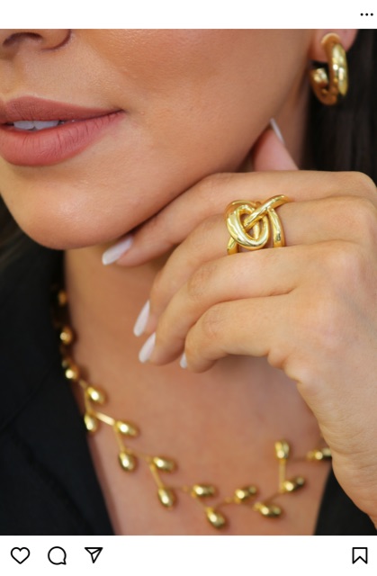 Post Instagram - joalheria, anel dourado