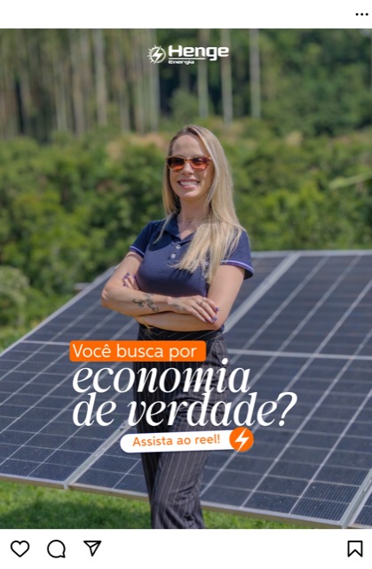 Post Instagram - Henge Energia, economia de verdade